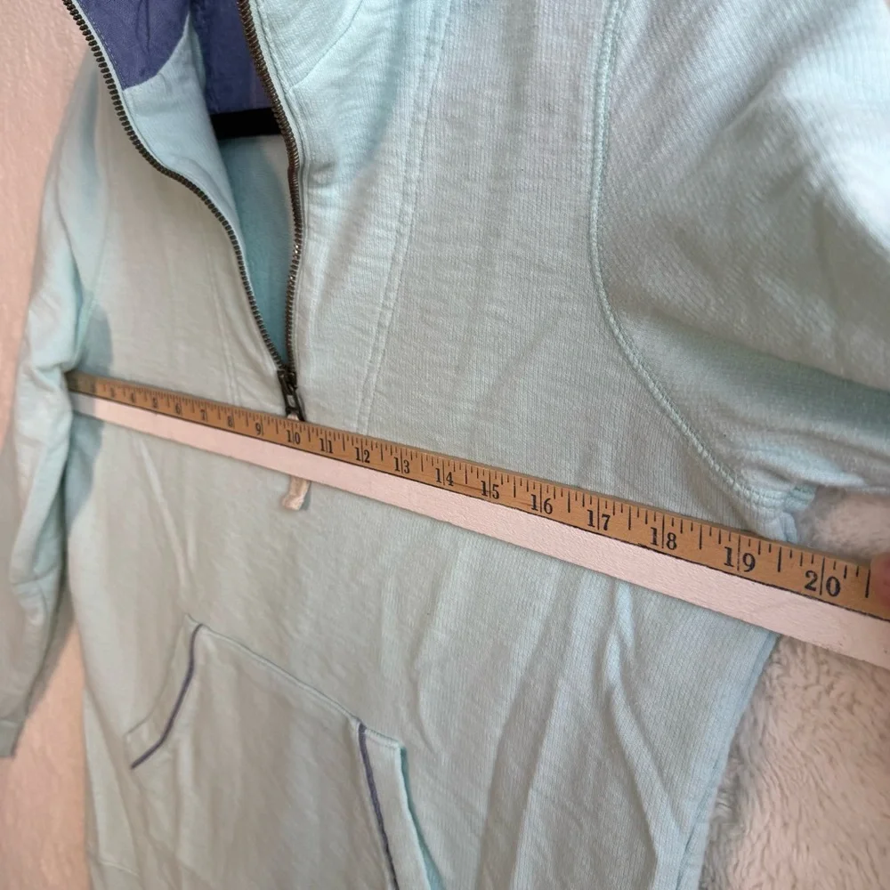 LL Bean Organic Cotton Quarter Zip Sweatshirt Women's Small Blue Nautical Travel - Picture 8 of 8